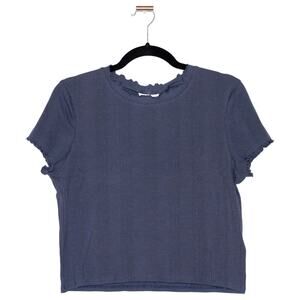 Topshop Nordstrom Ribbed Lettuce Trim Tee Size 14